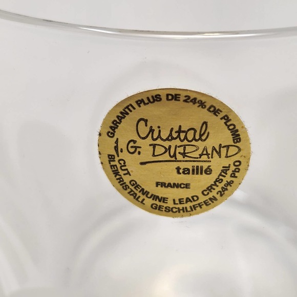 JG Durand Cristal Lowball Tumblers Frosted Petal Base Barware Vintage Crystal - Picture 2 of 4